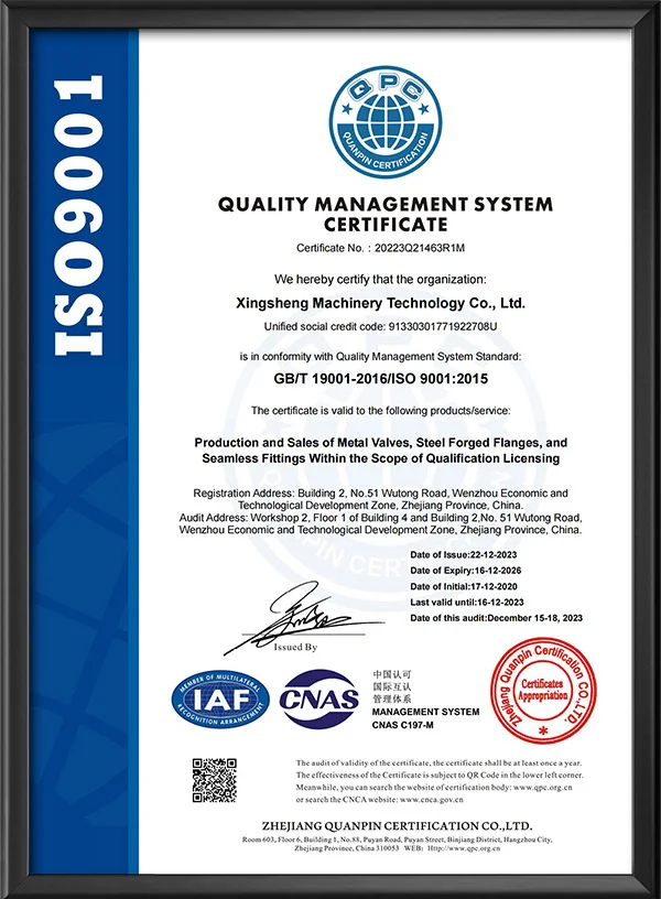 质量管理体系认证证书-英文